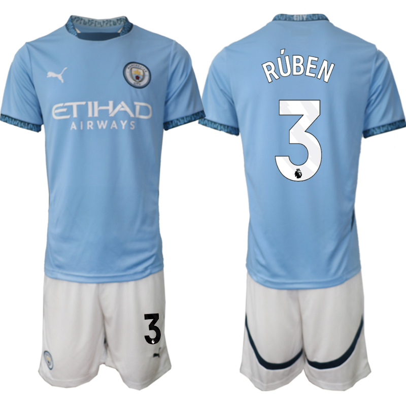 Men 2024-2025 Club Manchester City home blue #3 Soccer Jersey->->Soccer Club Jersey